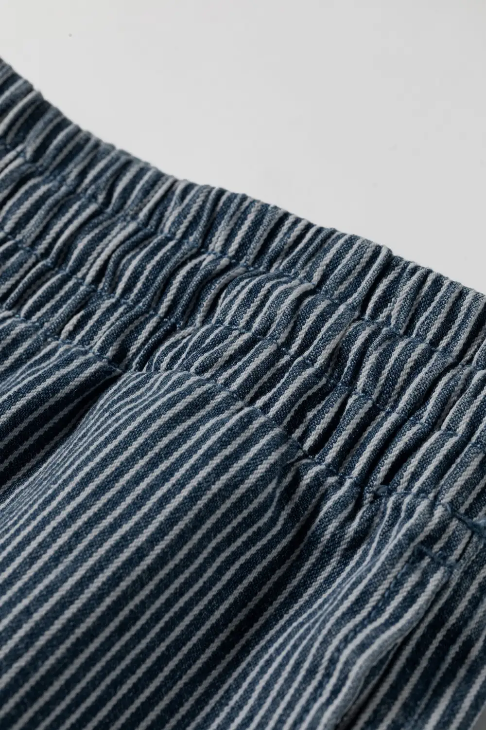 Refined Drawstring Elastic-Waist Striped Denim Shorts
