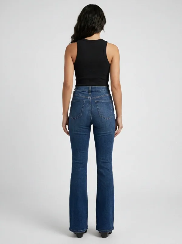 Stretch Distressed Women's High-Waist Stretch Flare Jeans