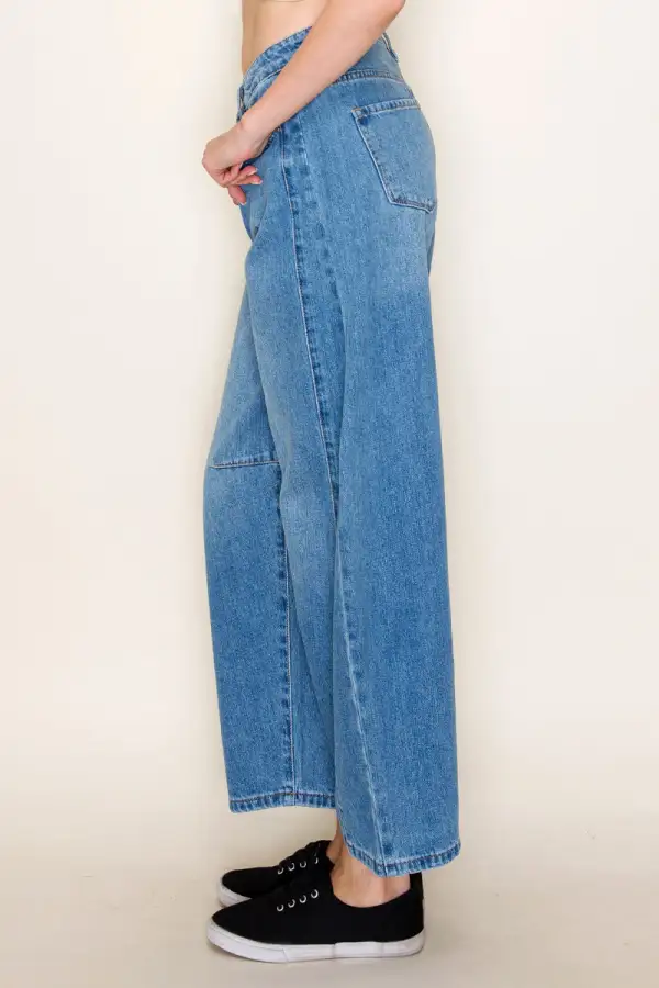 Women's High Rise Baggy Barrel Rigid Denim Jeans