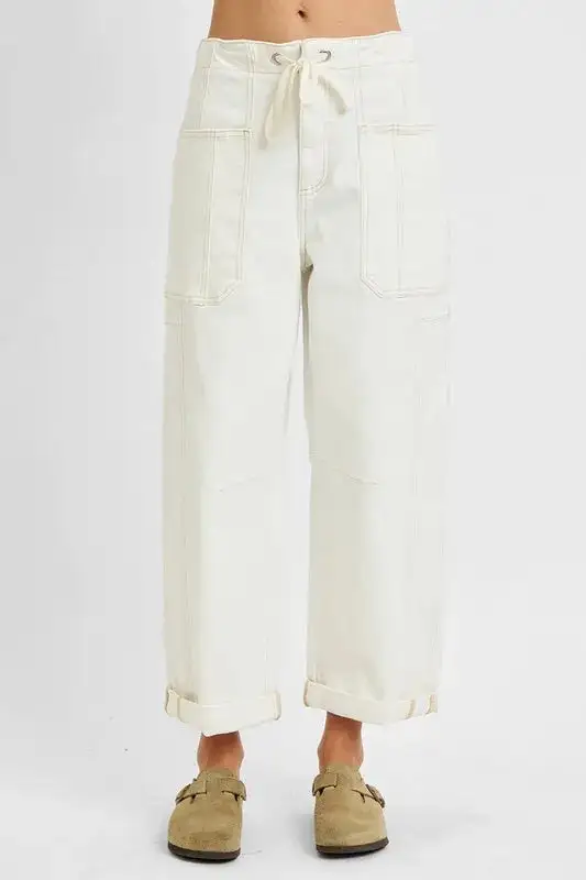 Classic High Waist Wide Leg Pocketed Denim Jeans