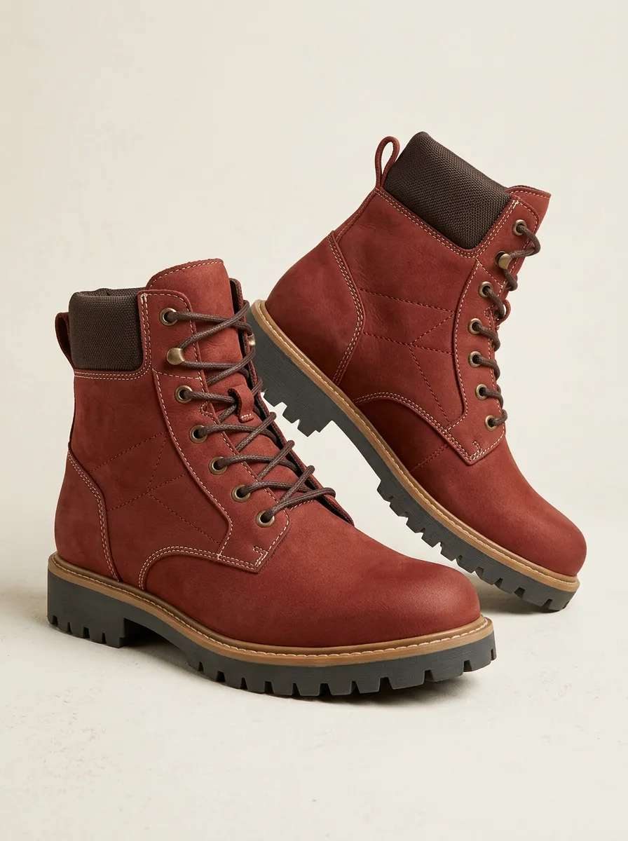 Unisex Everyday Suede Leather Lace-Up Work Boots