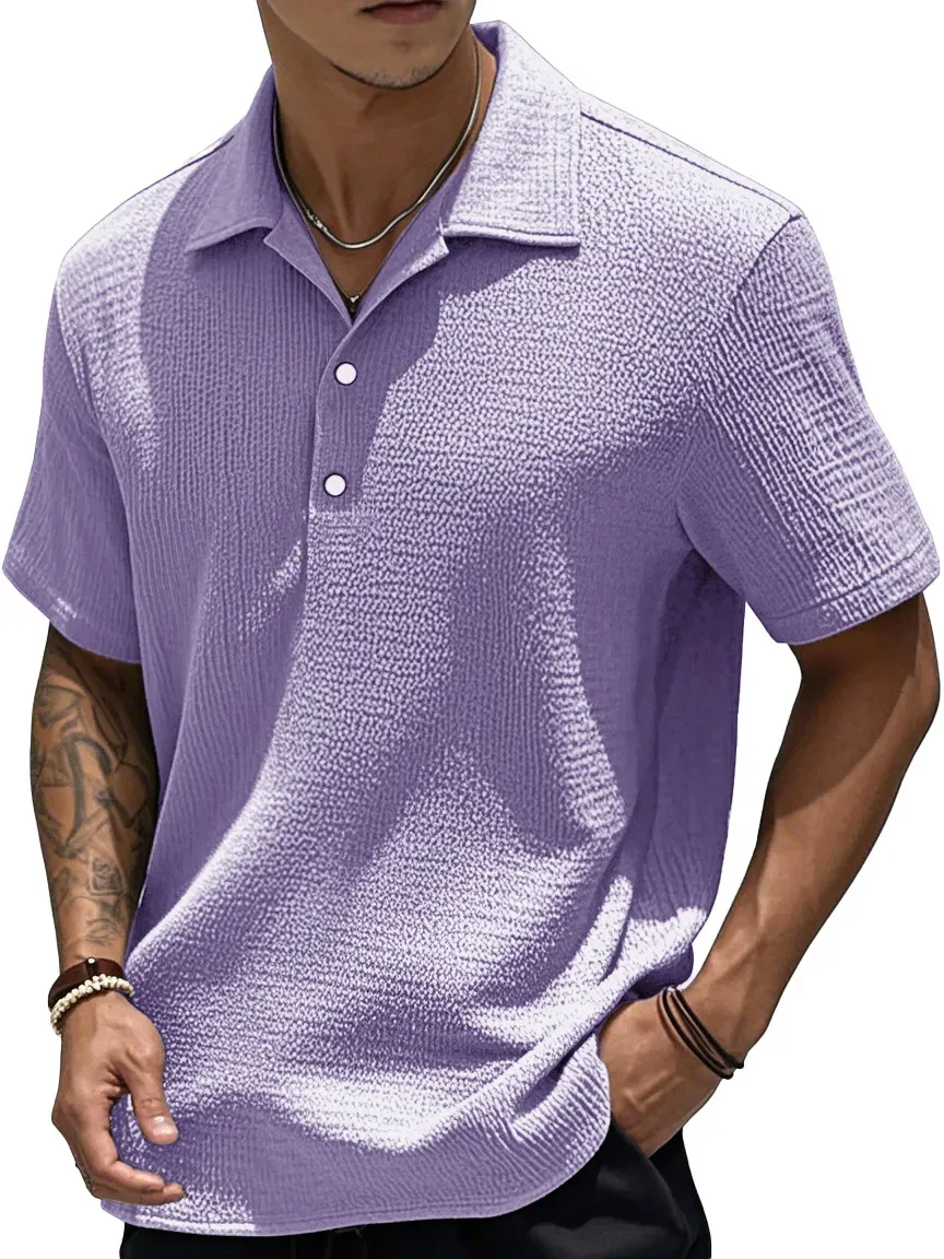Textured Short Sleeve Button Front Shirt
