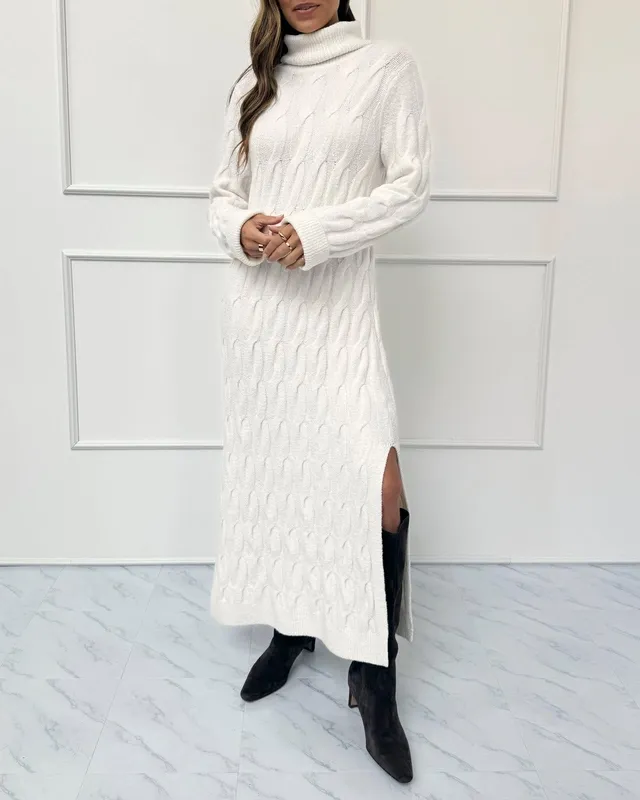 Soft Cable Sweater Dress