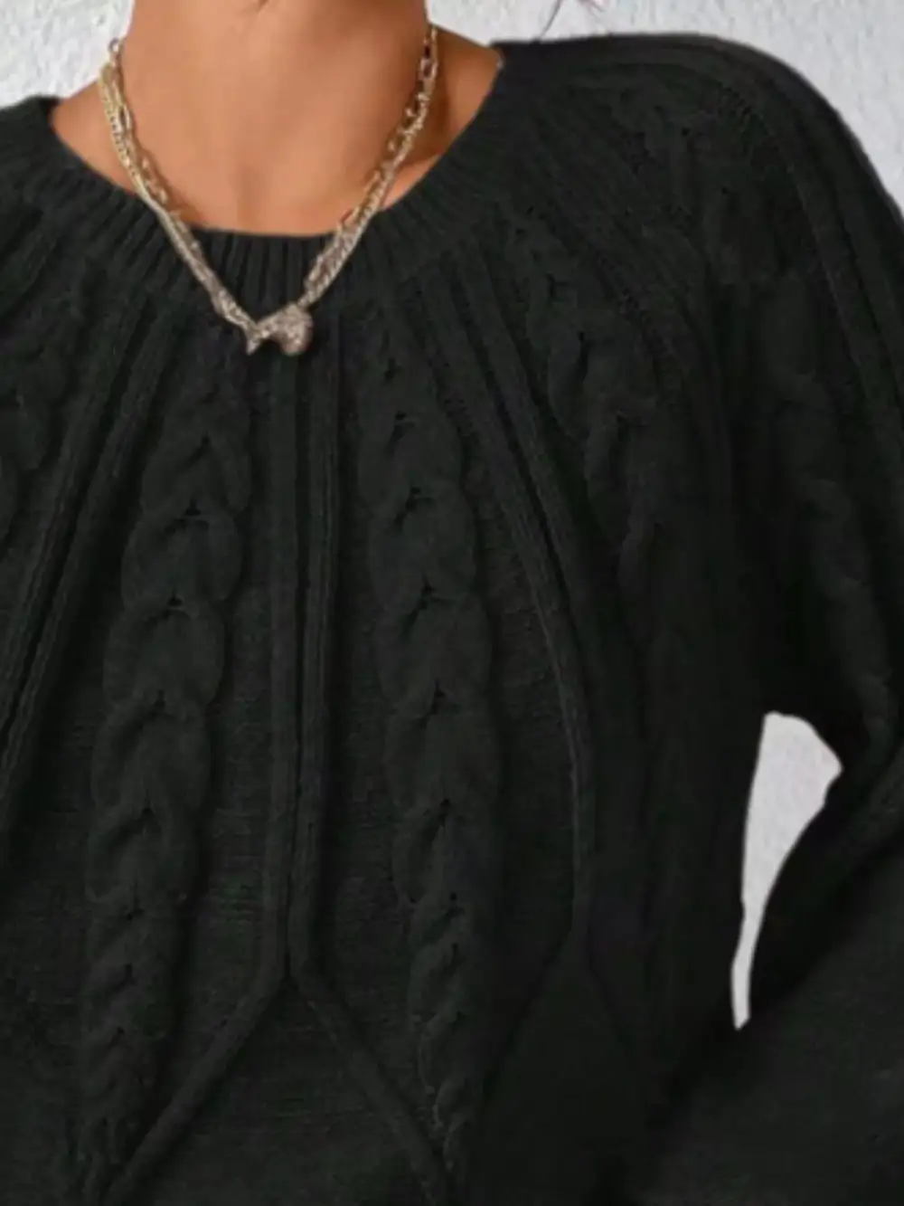 Essential Long Sleeve Cable Knit Sweater