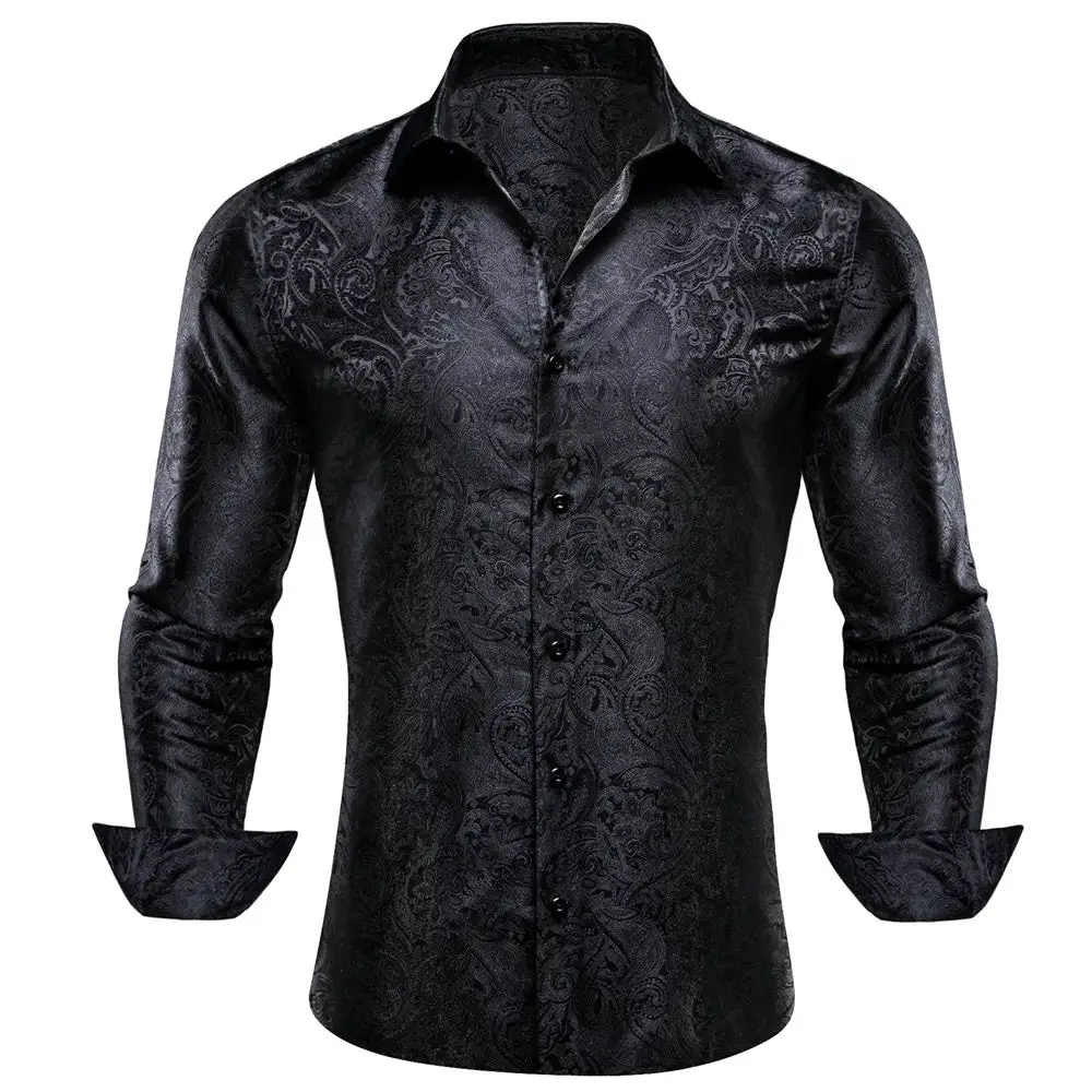 Casual Paisley Long Sleeve Silk Dress Shirt