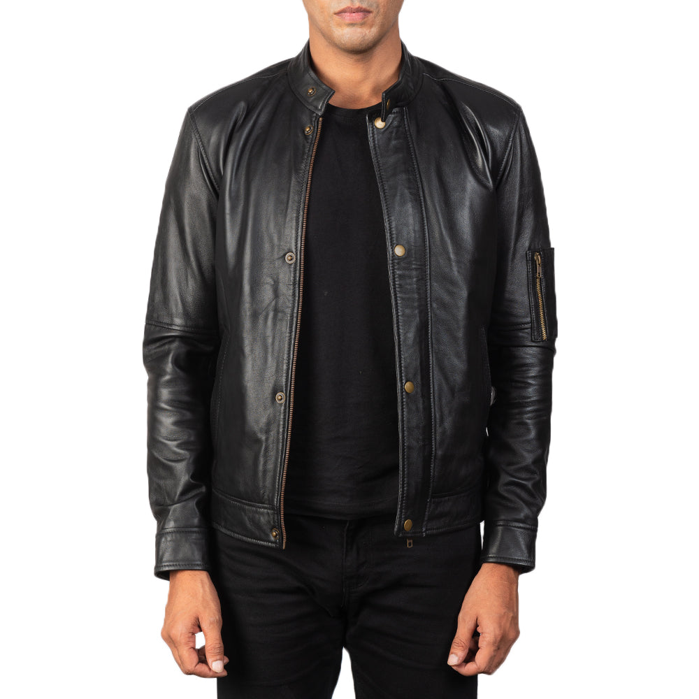 Men's Classic Utility Biker Leather Jacket