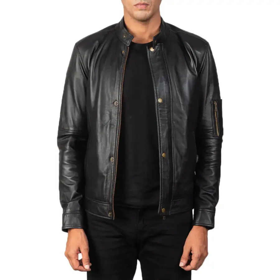 Men's Classic Utility Biker Leather Jacket