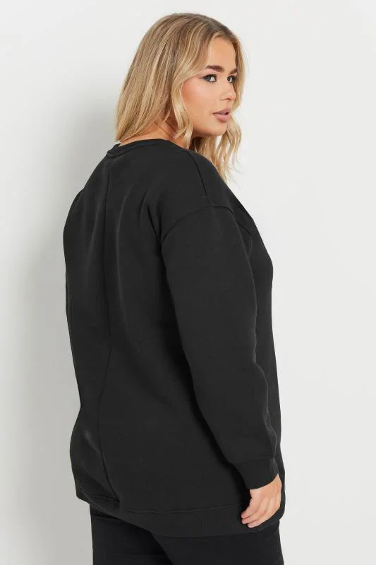 Black 'Let It Snow' Reindeer Print Sweatshirt detail 2