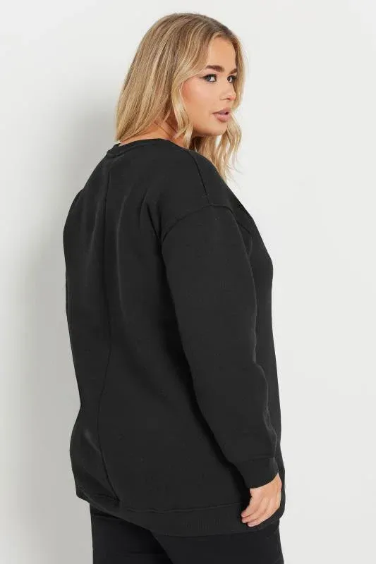 Black 'Let It Snow' Reindeer Print Sweatshirt