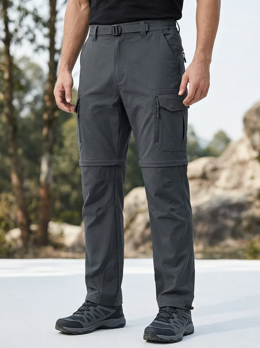 Men's Trail Travel Waterproof Zip-Off Tactical Cargo Pants