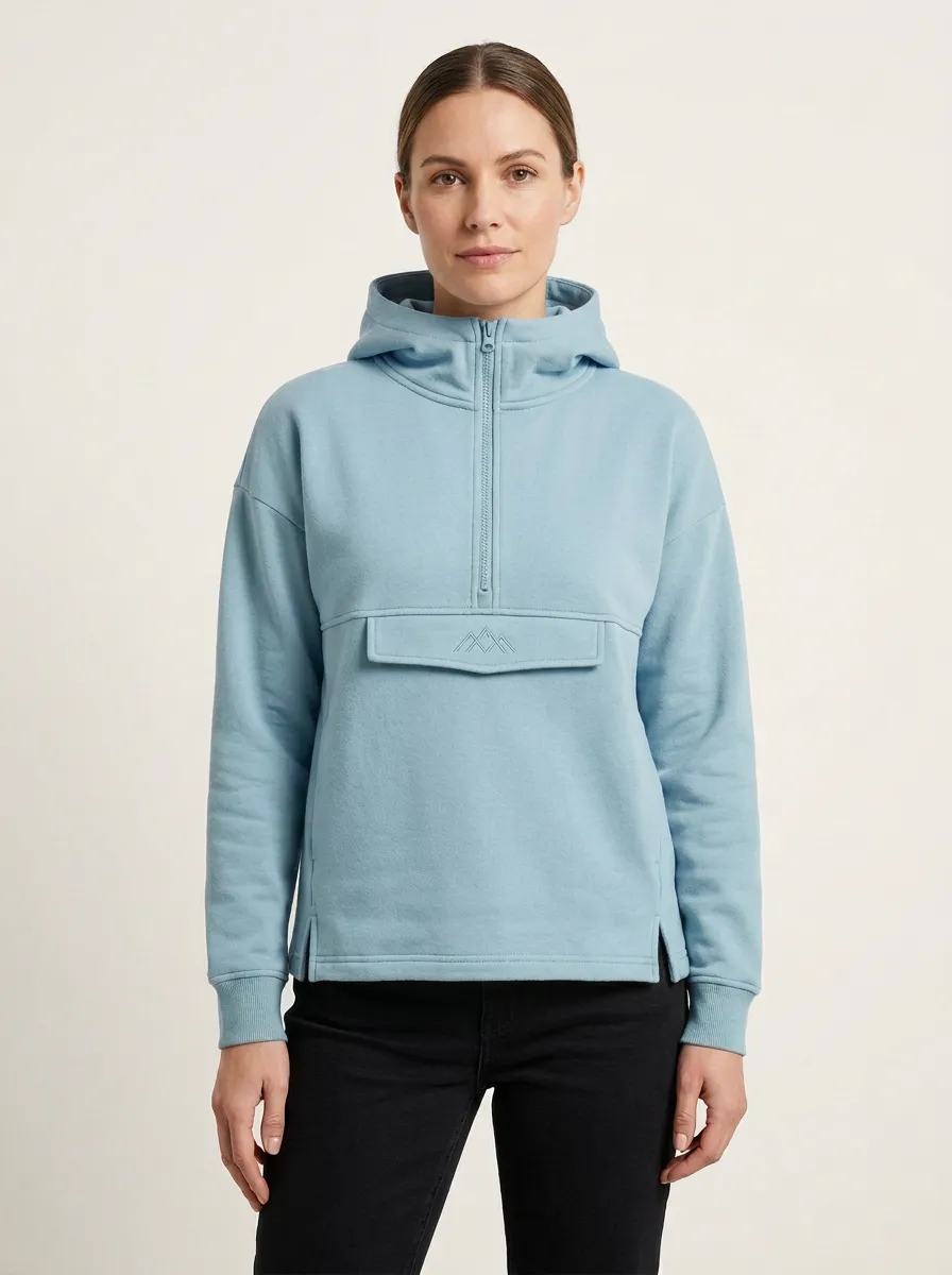 Women's Mountain-Line Half-Zip Flap-Pocket Side-Slit Hoodie