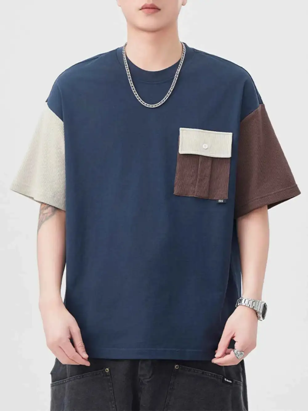 Color Block Round Neck T-Shirt