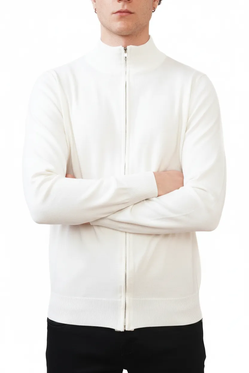 Modern Regular Fit Full Zip Viscose Knit Vest