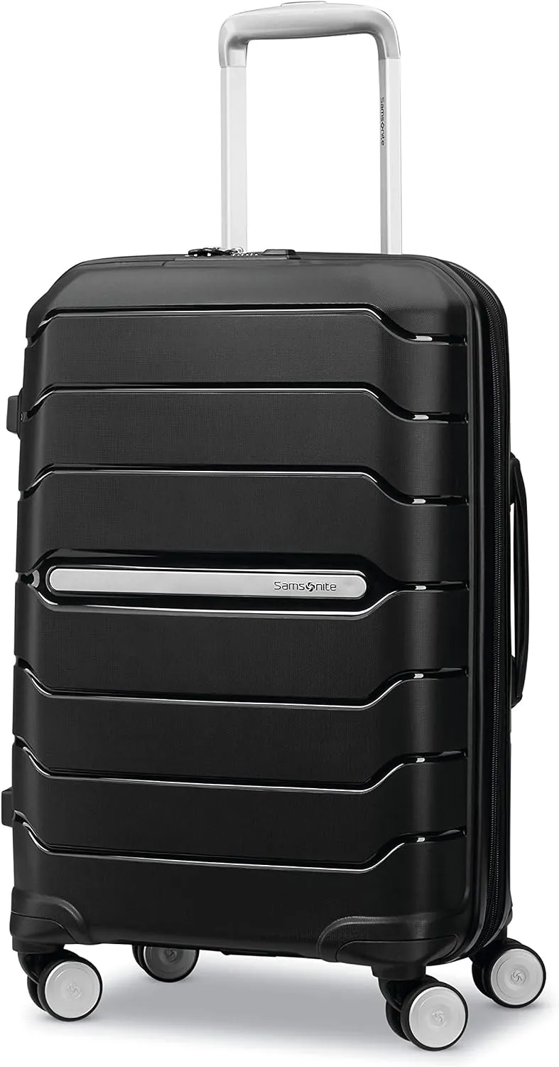 Samsonite Freeform Hardside Carry-On Luggage with Spinner Wheels - Hardshell Suitcase - TSA, Airline-Approved - Expandable Hard Shell, Smooth Rolling Wheels for Lightweight Travel - White/Grey
