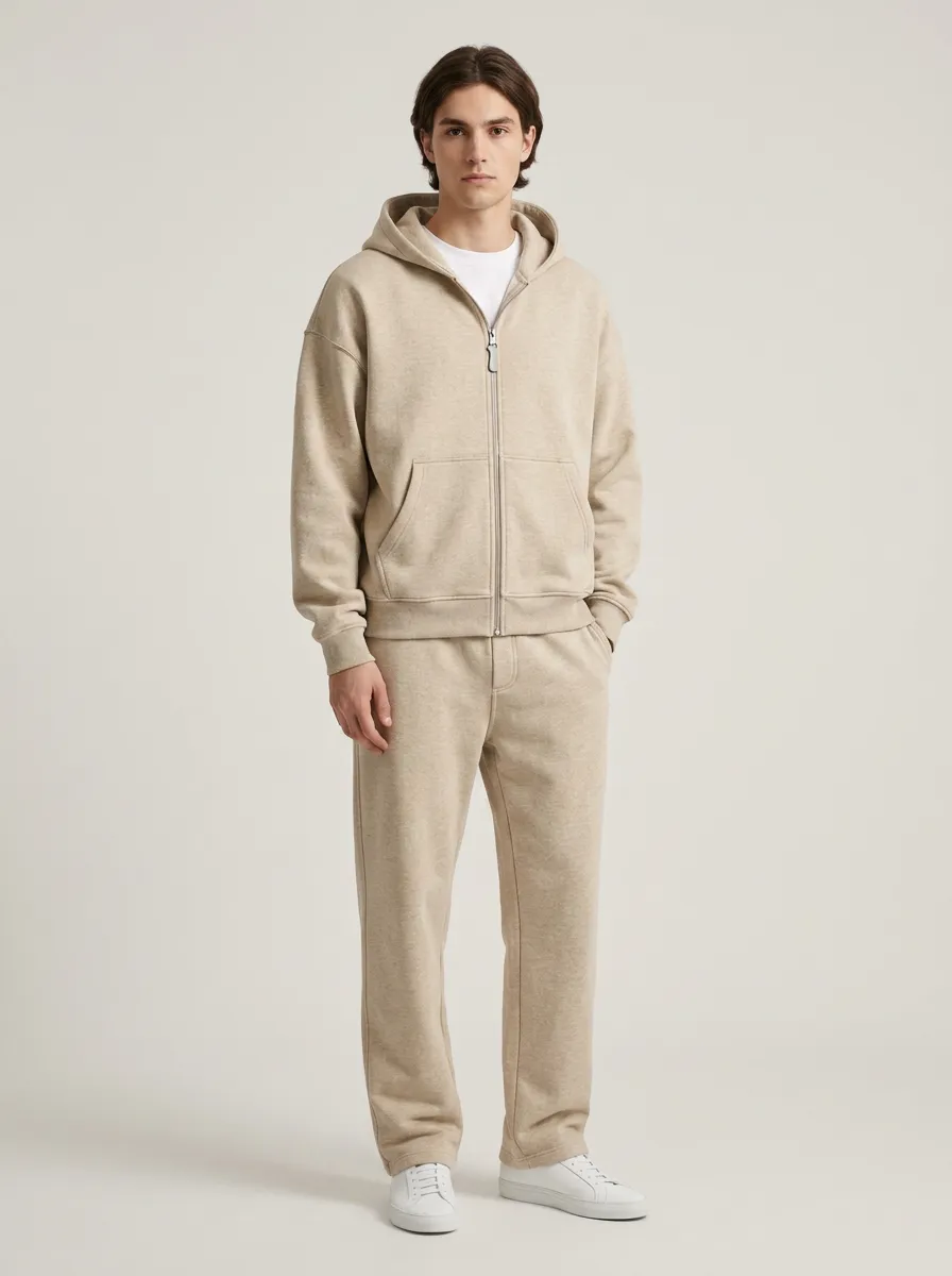 Unisex Weekend Active Printed Hooded Zip Tracksuit Set