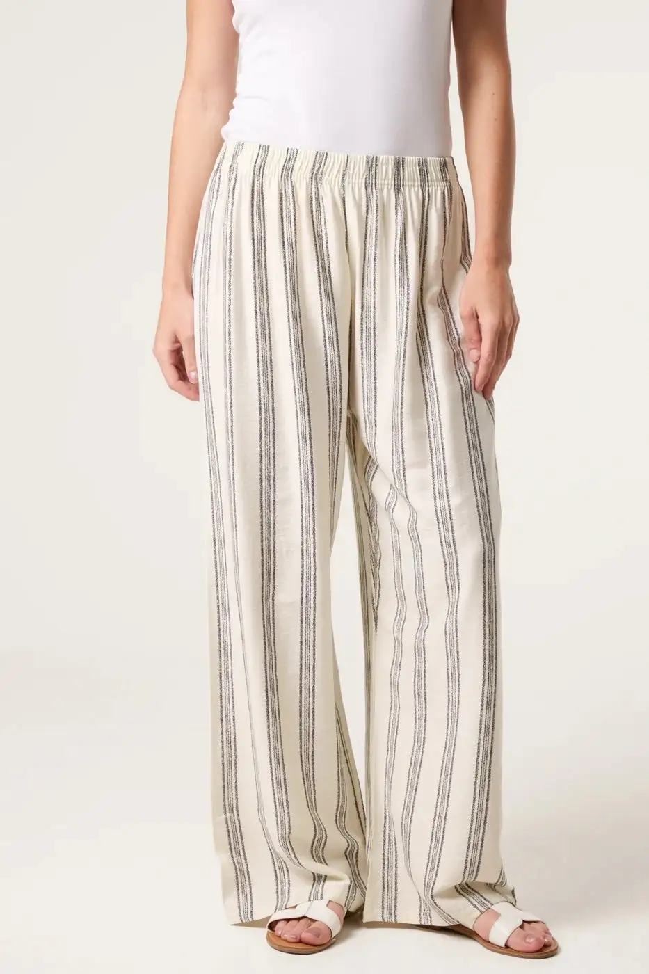 Wide Leg Striped Trousers