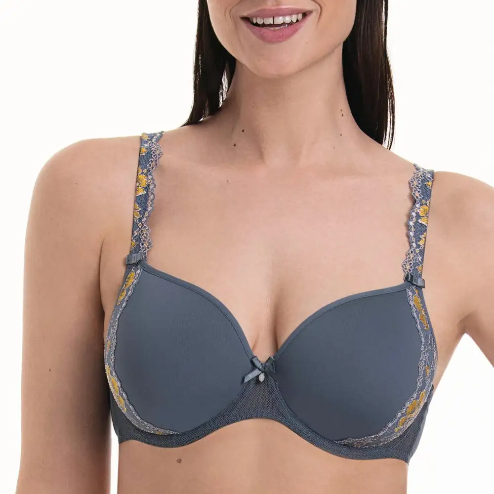 Women's Plunge Wireless Underwire Spacer Lace Decorative Stone Smoothing Bra