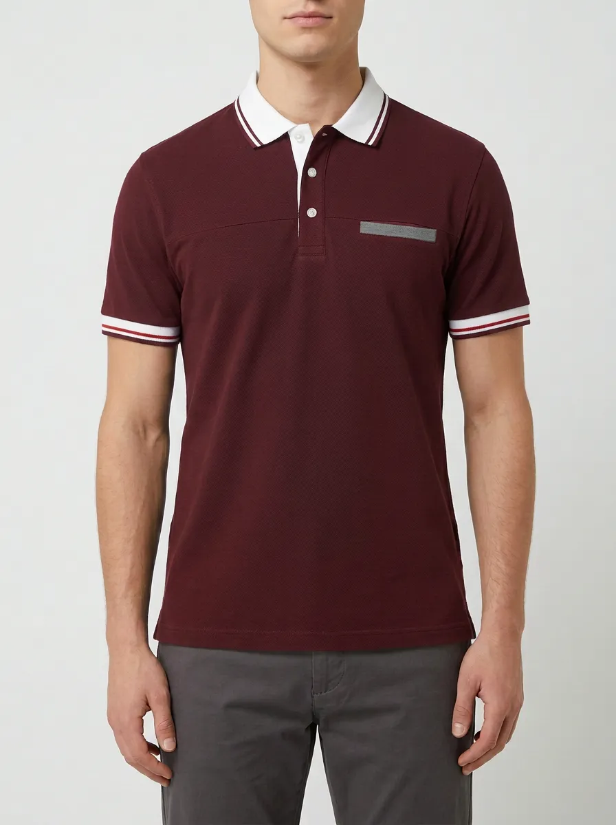 Men's Classic Comfort Striped Sleeve Polo Shirt