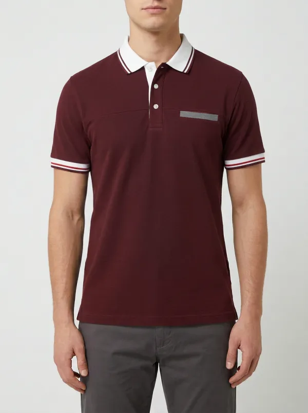 Men's Classic Comfort Striped Sleeve Polo Shirt