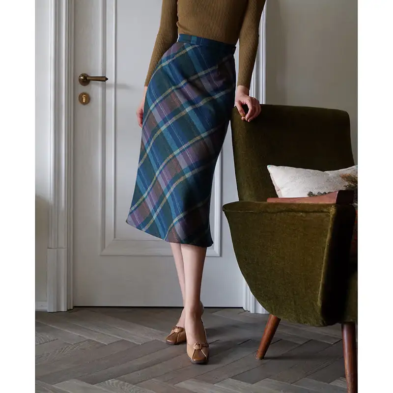 Minimal Comfort Everyday Casual Plaid Skirt
