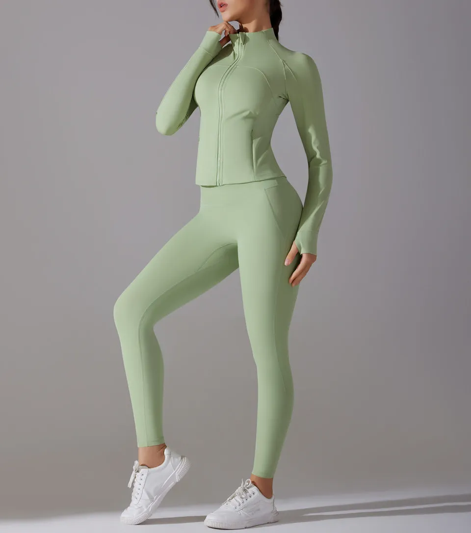 Long-Sleeve High-Waist Two-Piece Activewear Active Set