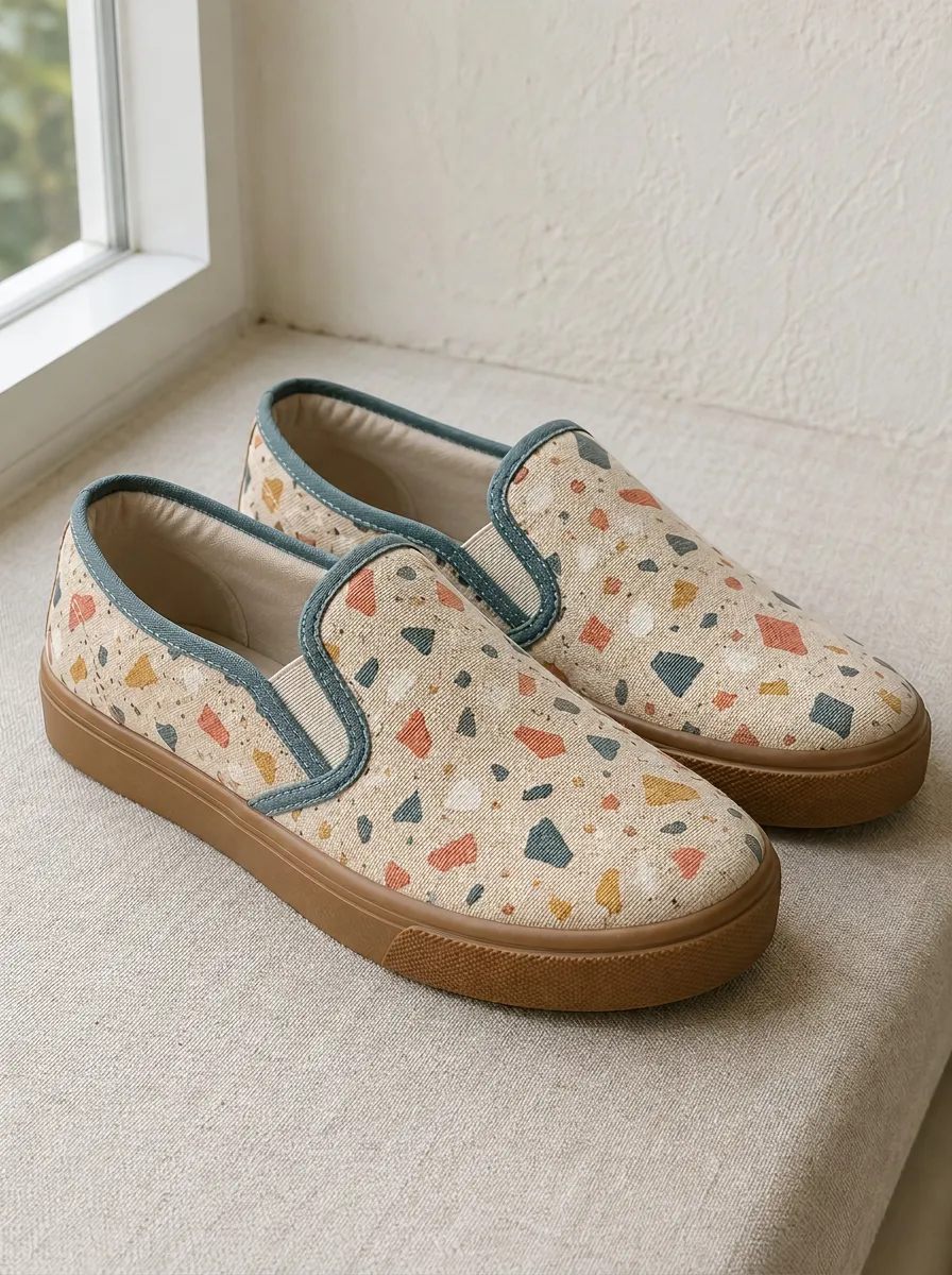 Unisex Refined Terrazzo Pattern Patterned Slip-on Canvas Shoes