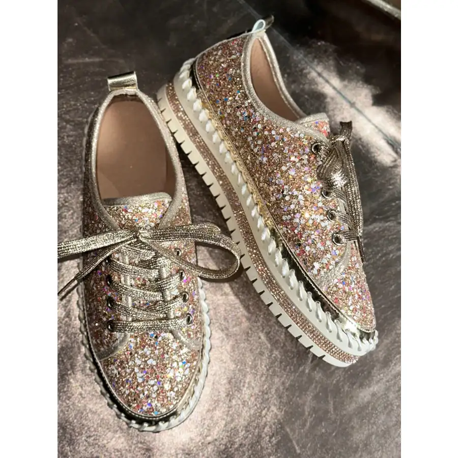 Classic Lace Up Round Toe Platform Sneakers Shoes
