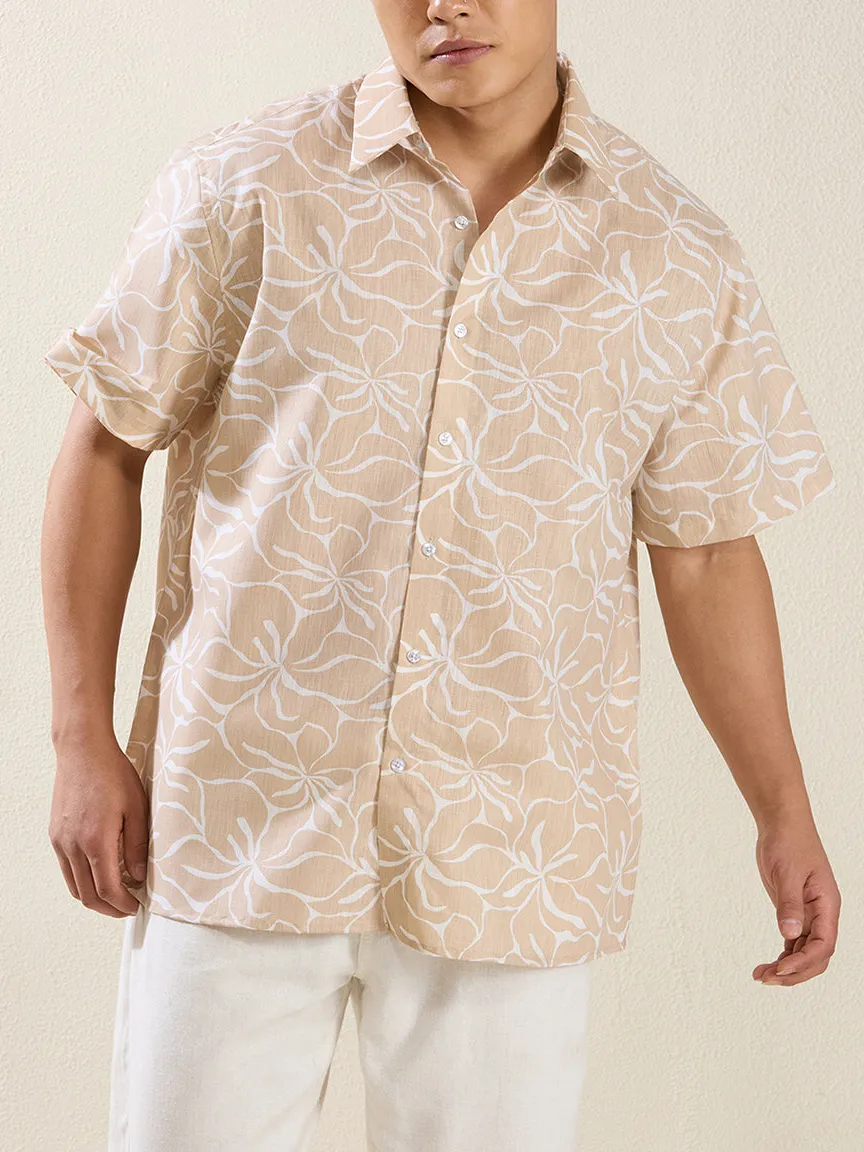 Everyday Printed Pure Linen Linen Men's Formal Shirt