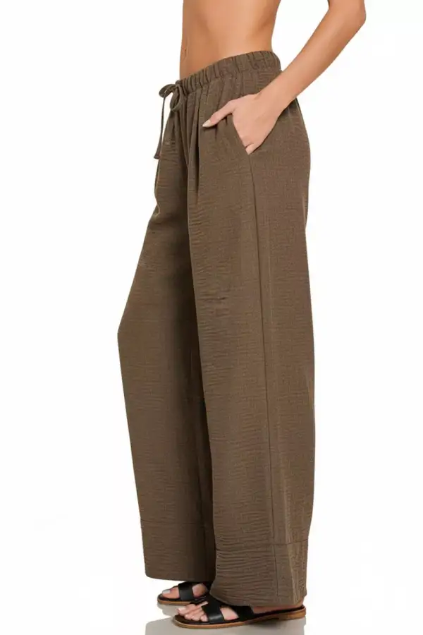 Drawstring Pocketed Casual Pants