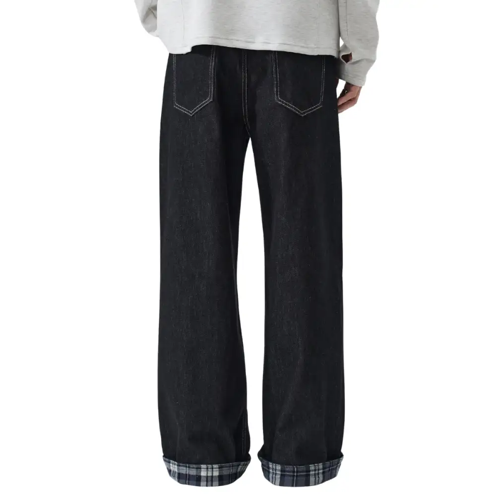 Baggy Plaid Denim Jeans
