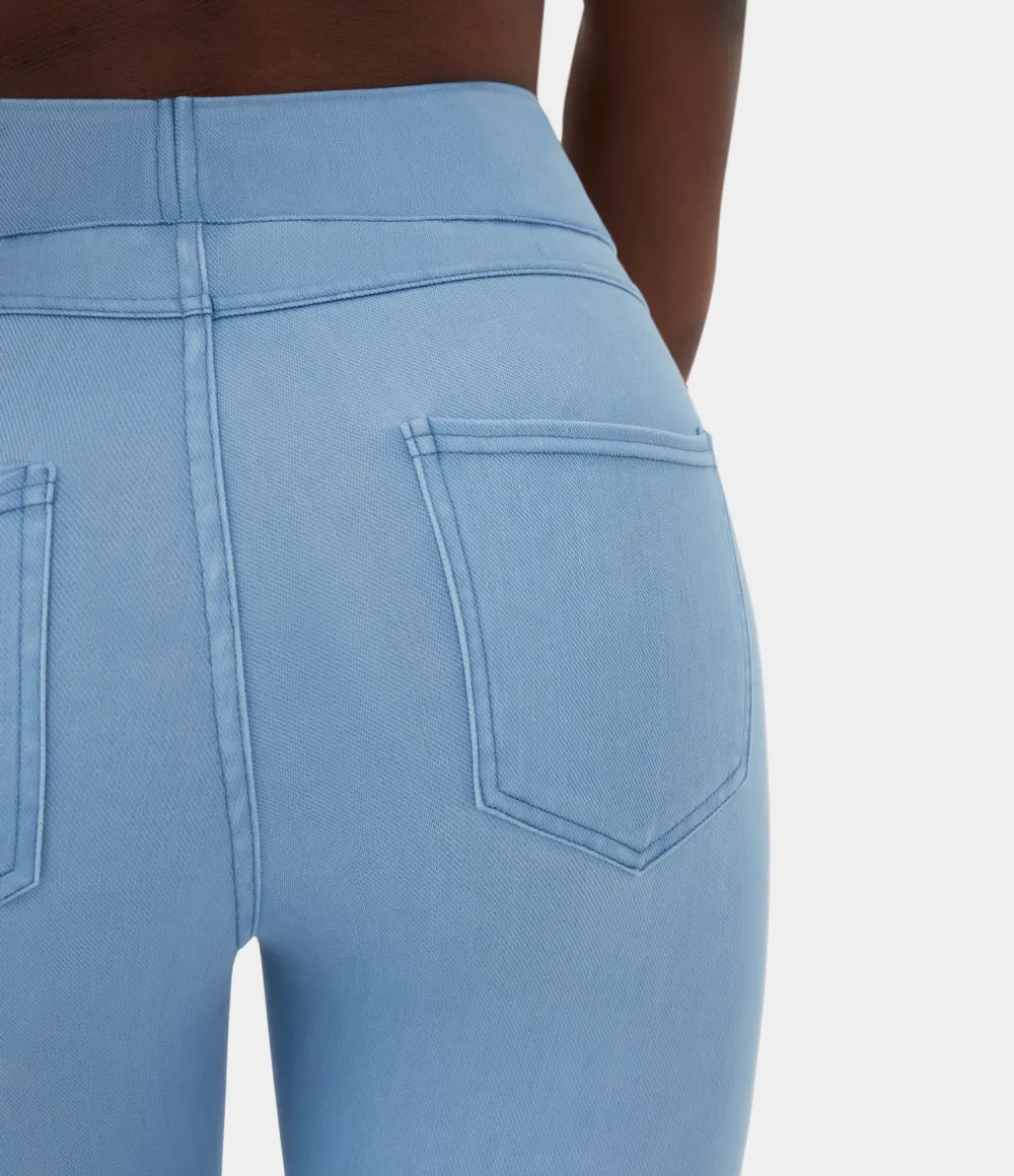 Magic High Waisted Back Side Pocket Stretchy Knit Denim Casual Leggings