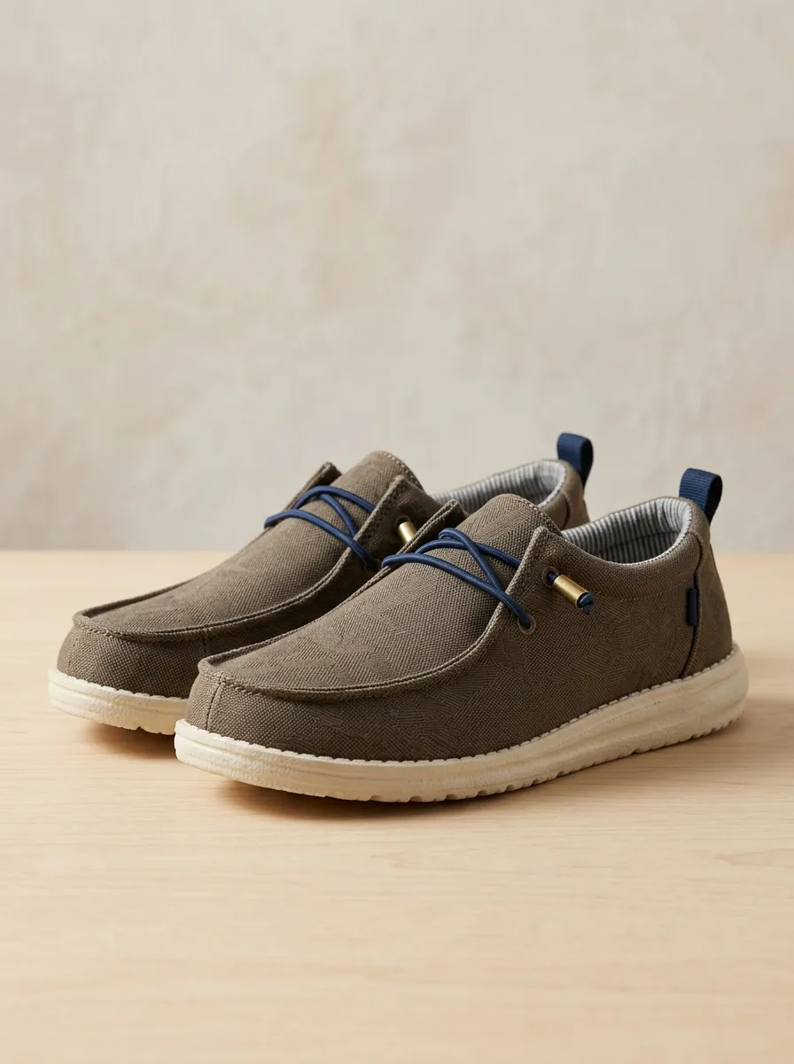 Practical Elastic Geometric Fit Men's Stretch Canvas Shoes
