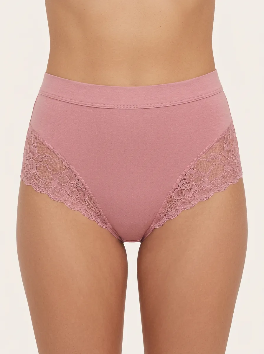 Women's High-Waisted Floral-Lace Lace-Trim Panties