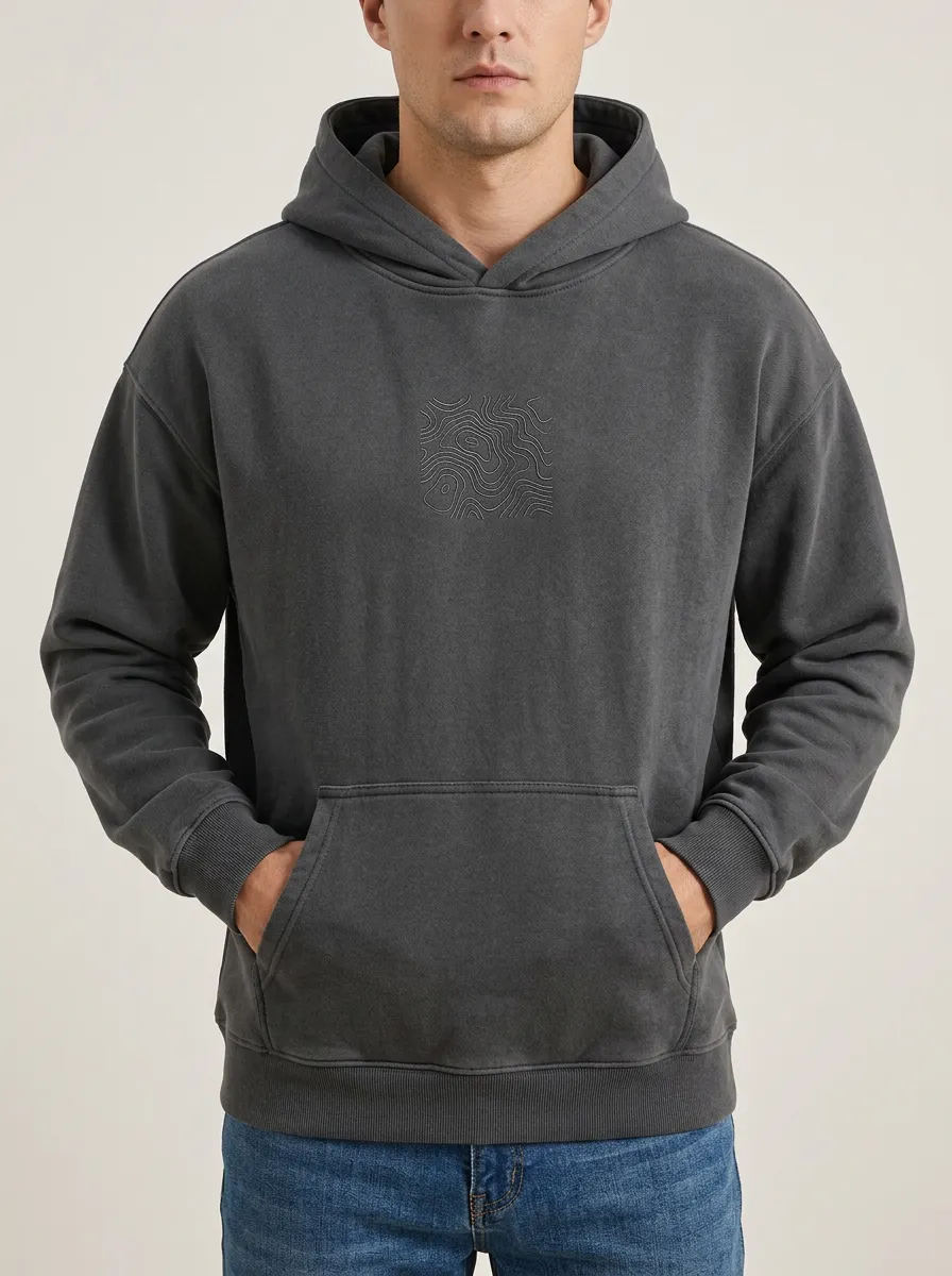 Men's Everyday Outdoor Adventure Topographic Map Print Hoodie