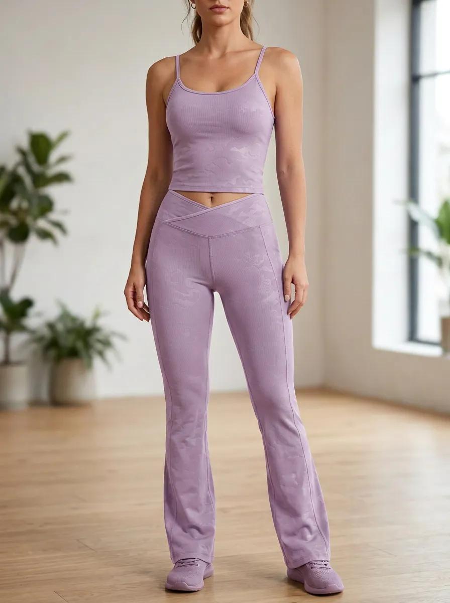 Camouflage Ribbed Flare Active Set