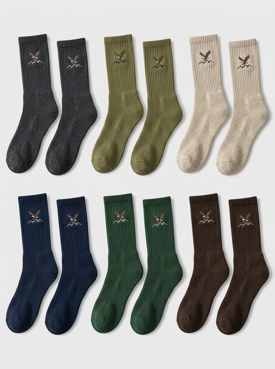 Men's Eagle Mountain Embroidered Ribbed Crew Sock Set