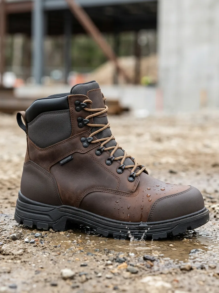 Workshop-Ready Leather-Look Workwear Men's Waterproof Work Boots