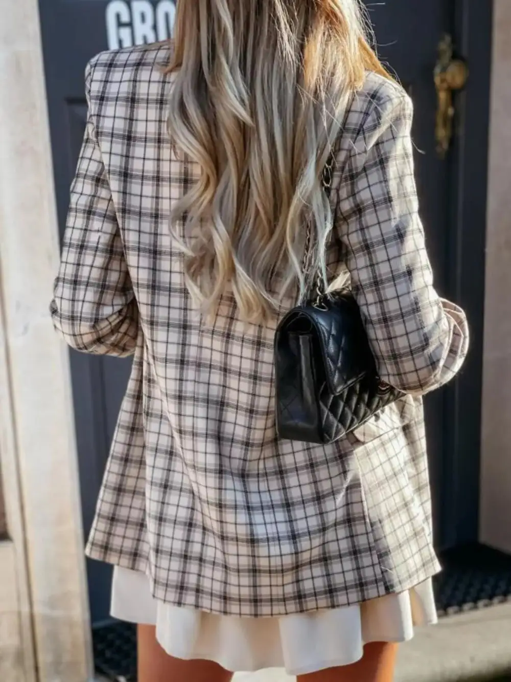 Refined Double-Breasted Houndstooth Blazer