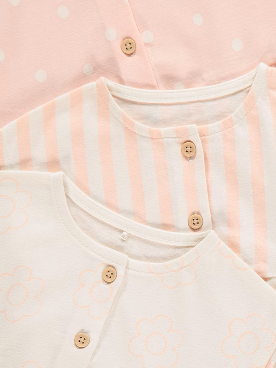 Pink Patterned Rompers 3 Pack detail 1