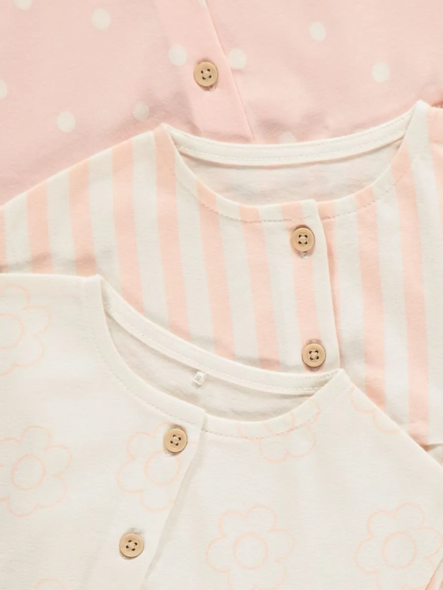 Pink Patterned Rompers 3 Pack