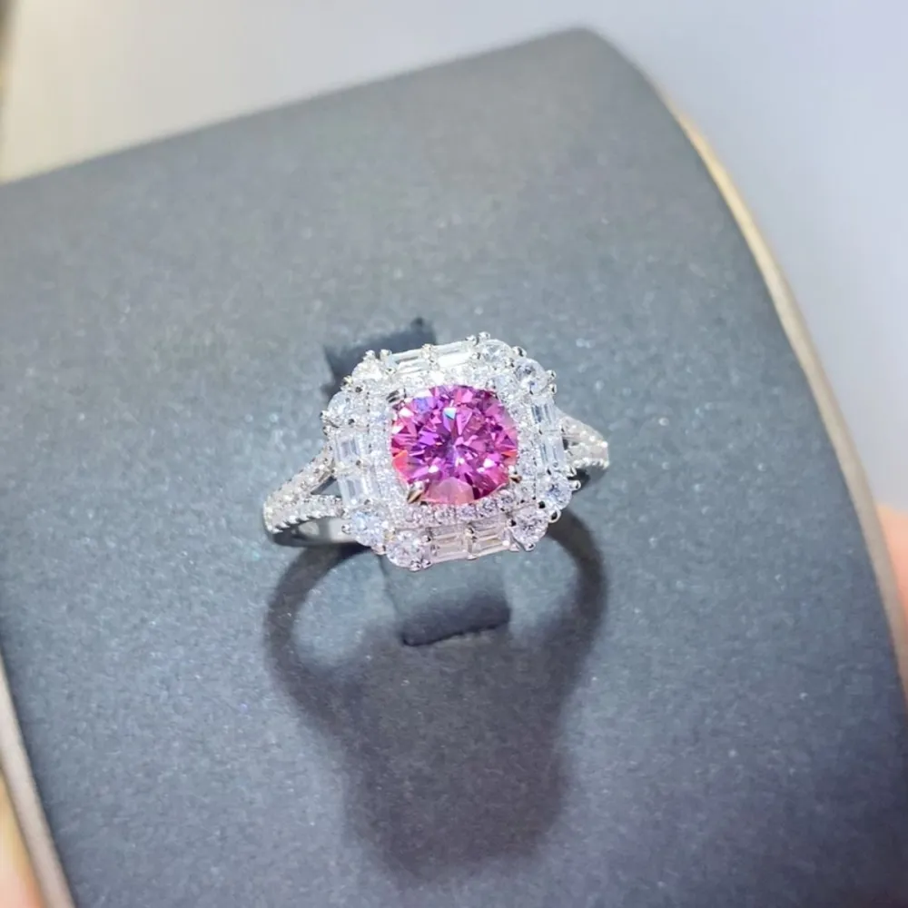 Platinum-Plated Moissanite Zircon Ring