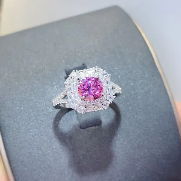 Platinum-Plated Moissanite Zircon Ring