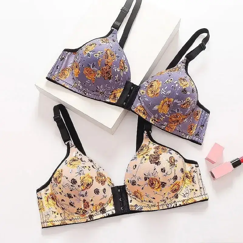 Front-Closure Floral Sports Bralette