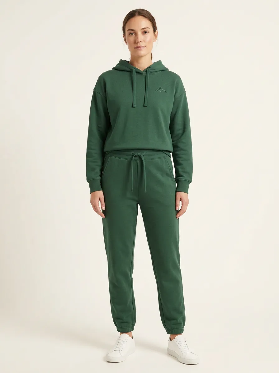 Women's Tonal Mountain Embroidered Hoodie and Tapered Jogger Set