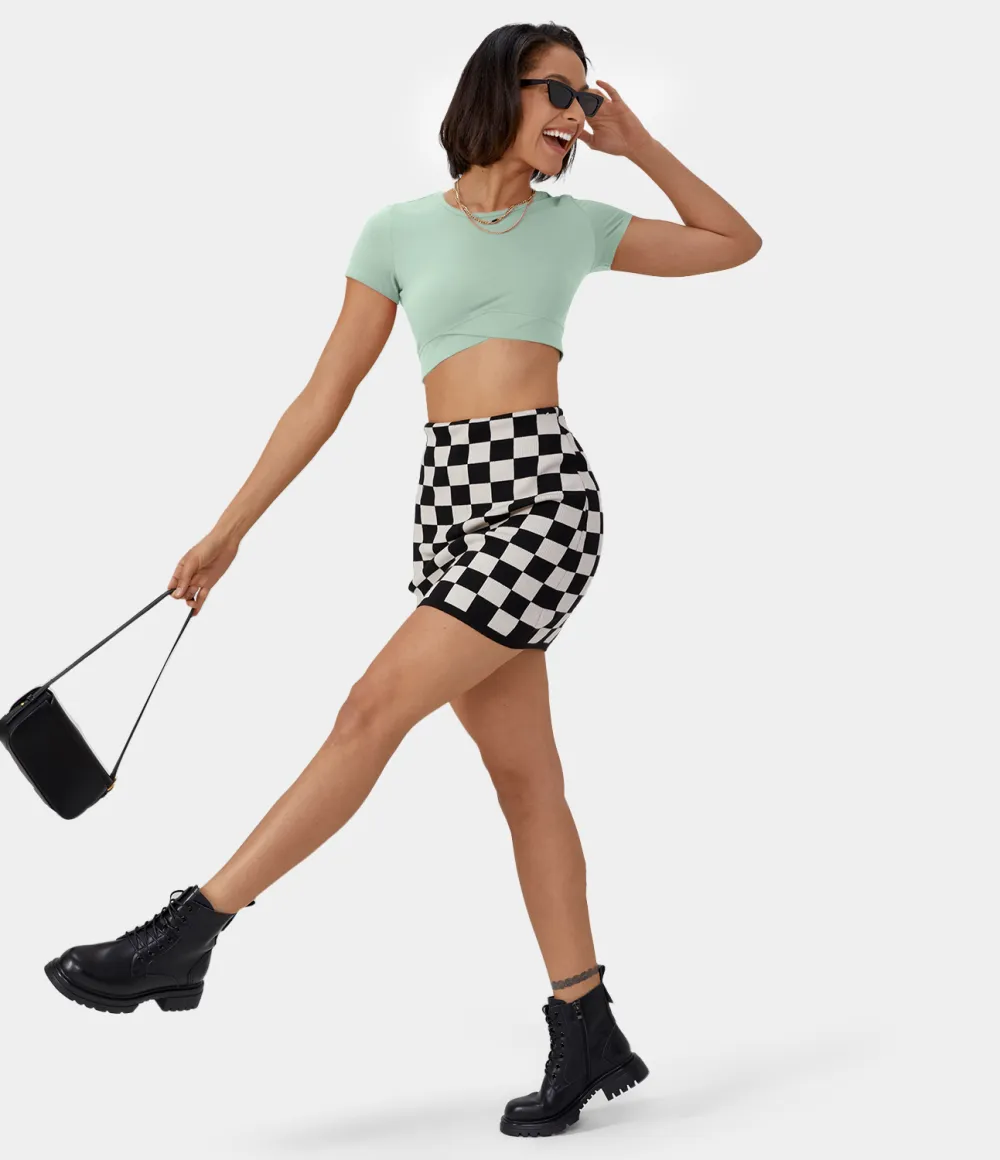 Softlyzero Plush Crossover Hem Cropped Sports Top