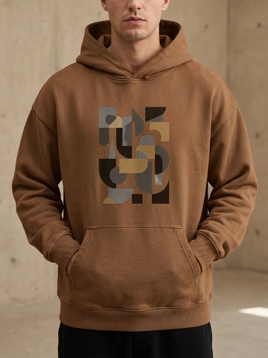 Men's Abstract Art Geometric Shapes Print Hoodie