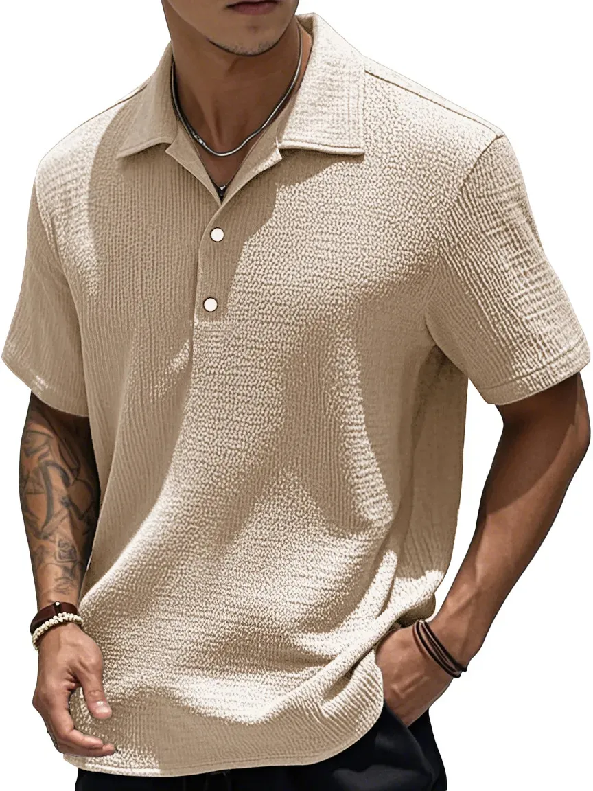 Textured Short Sleeve Button Front Shirt