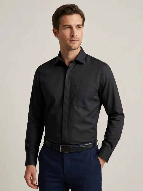 Men's Non-Iron Cotton Light Blue Solid Long Sleeve Shirt