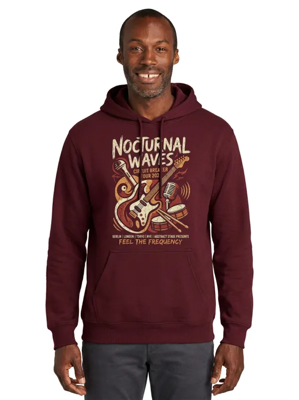 Men's Rock Band Music Lover Guitar Microphone Printed Hoodie