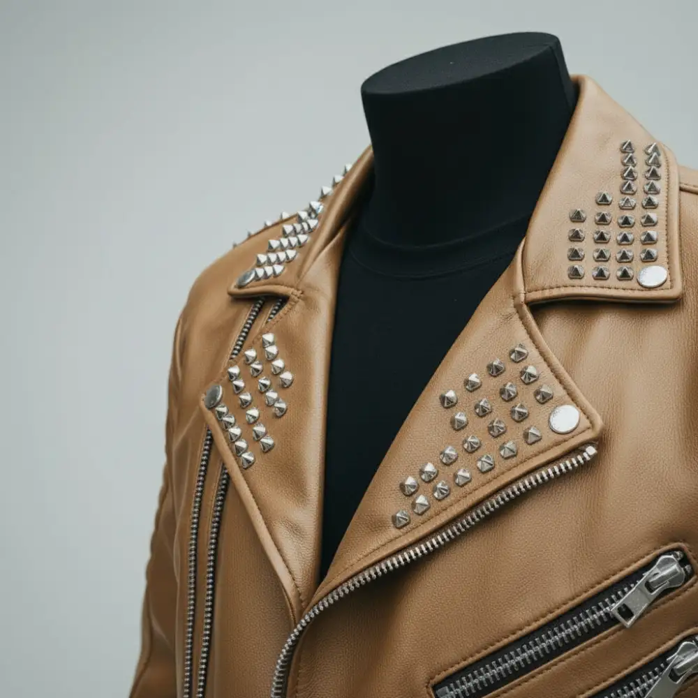 Lambskin Biker Motorcycle Studded Jacket